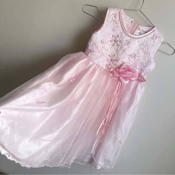 Pink Fluffy Party Princess Dress w/ rose - Picture 1 of 7